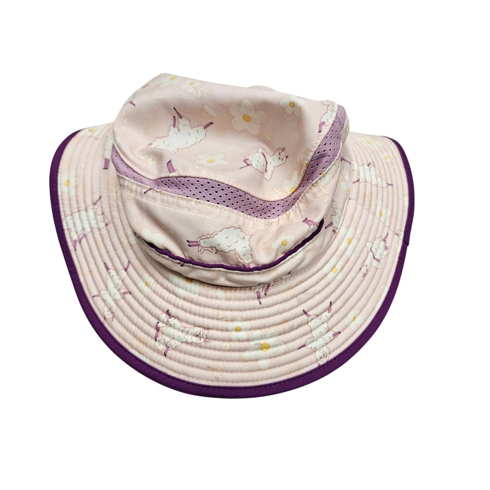 Sunday Afternoons Sun Hat Kids L Pink Llama Floral Wide Brim Mesh Vented Hiking